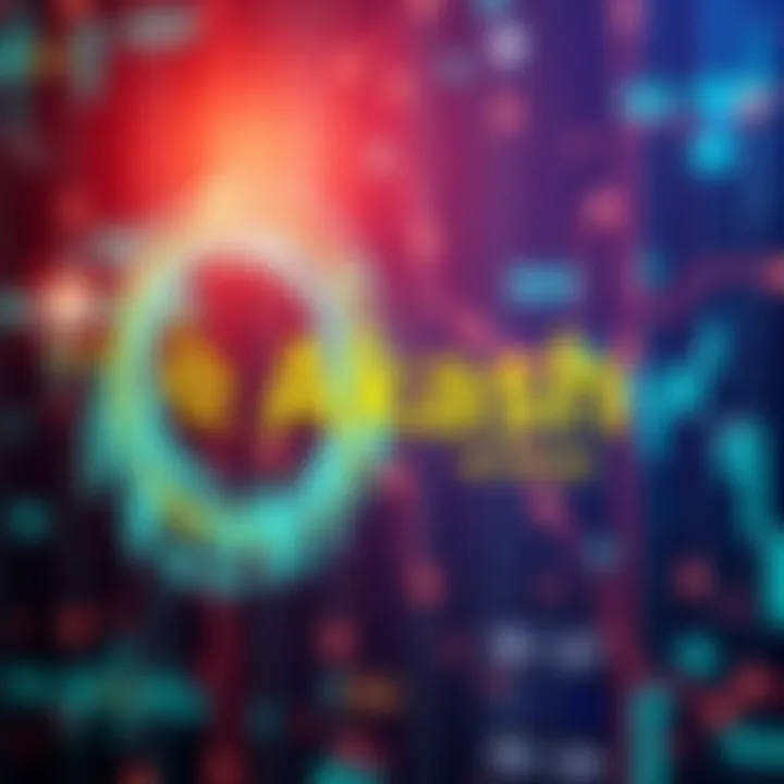 Logo of Akash Network with a digital background