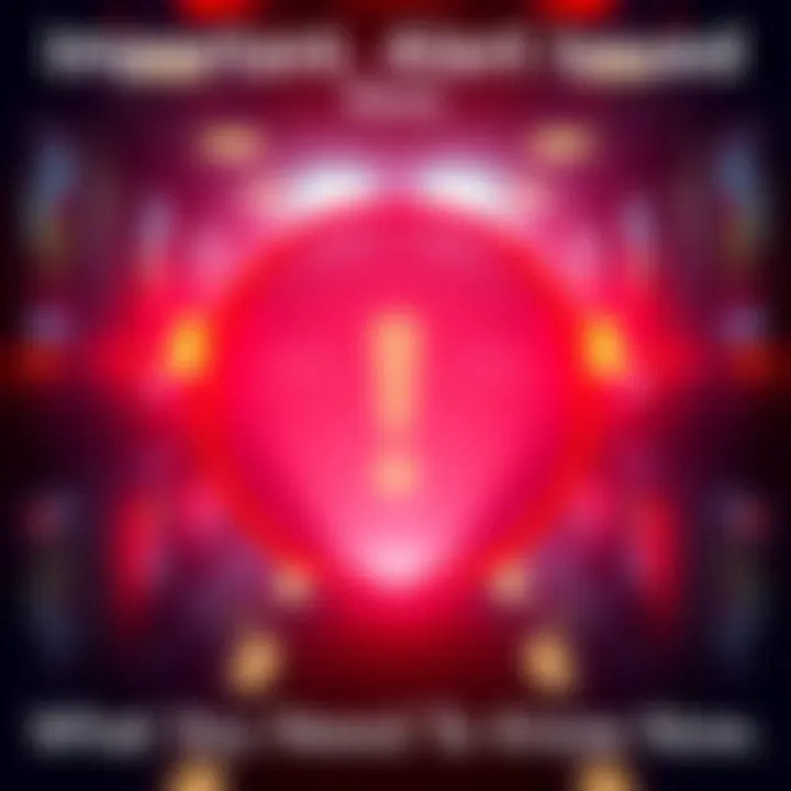 A bright red alert symbol with an exclamation mark inside, signifying an important notification.