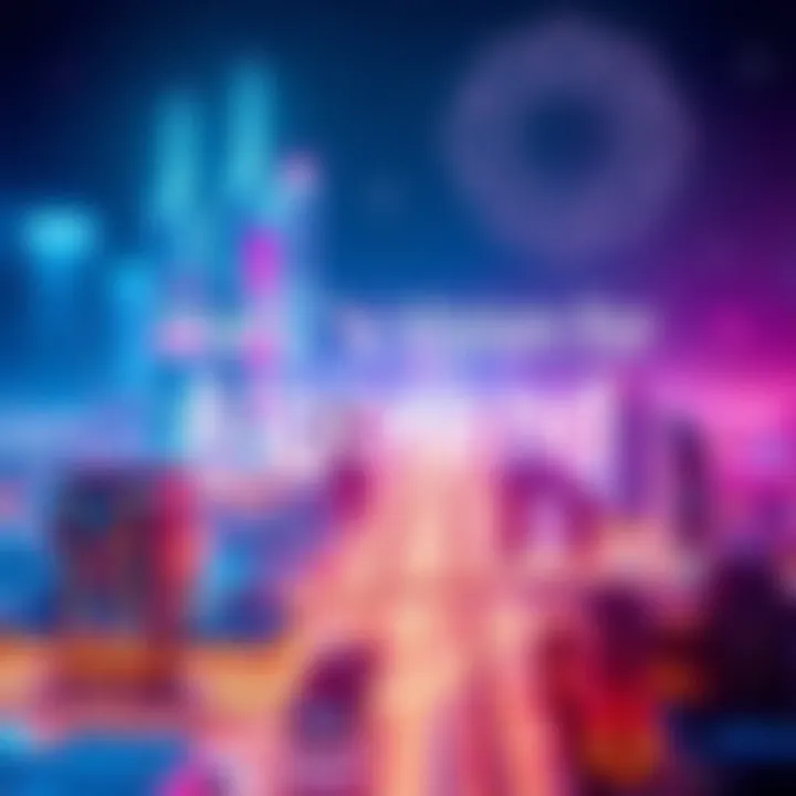 A dynamic graphic representing Algorand's potential and enterprise applications with a futuristic city skyline and blockchain elements.