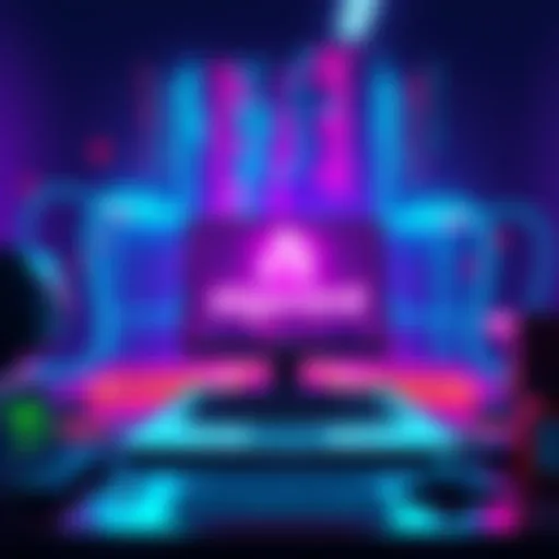 A banner promoting upcoming virtual Algorand hackathons with computers, coding symbols, and vibrant colors