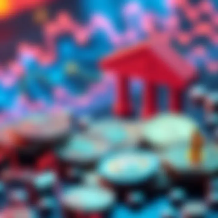 A graphic depicting Alibaba's $35 million investment in stablecoins, showing coins and banking symbols.