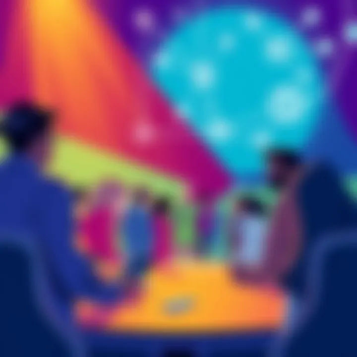 Illustration of a diverse group of individuals collaborating and networking in the Alpha DeFi space, symbolizing community and knowledge sharing.