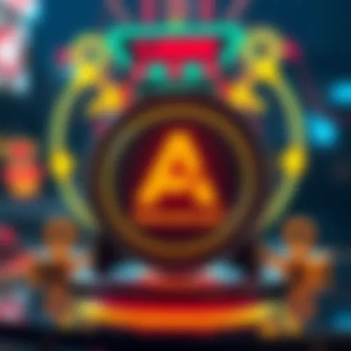 A visual representation of the Alphaarcade token with digital graphics, symbolizing its potential uses in transactions and investments.