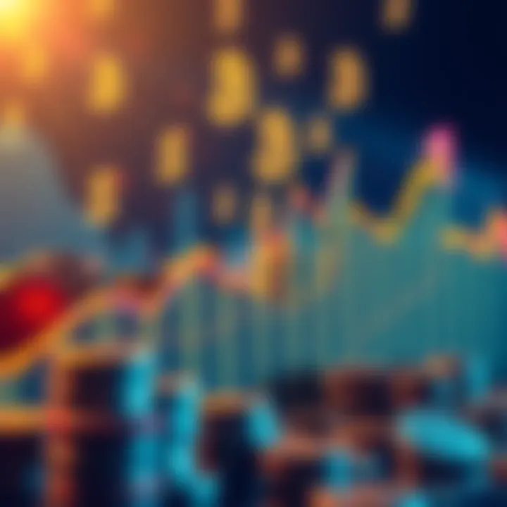 A graph showing rising trends in altcoin investments with coins and dollar signs in the background.
