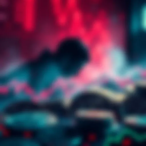 A digital representation of fluctuating altcoin prices with a shadow of deletion looming in the background.