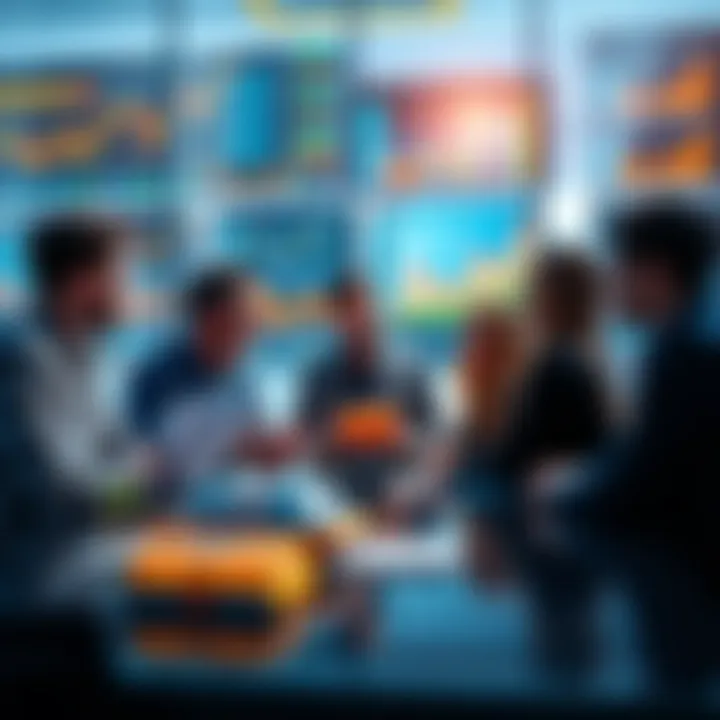 Altcoin Investment Strategies A group of people discussing altcoin investments with charts and graphics in the background.