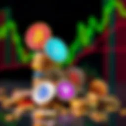 A colorful stack of different altcoin symbols representing potential investment options for 2025