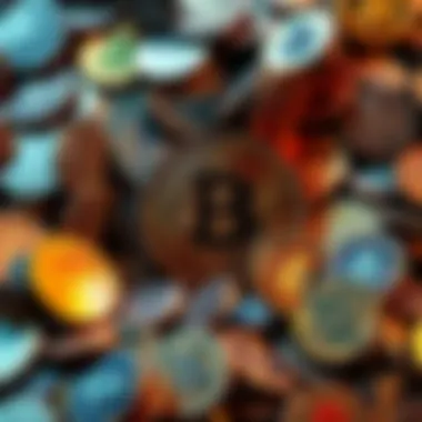 A graphic showing various altcoins overshadowing Bitcoin, with coins surrounding a central Bitcoin symbol, highlighting the shift in the crypto market.