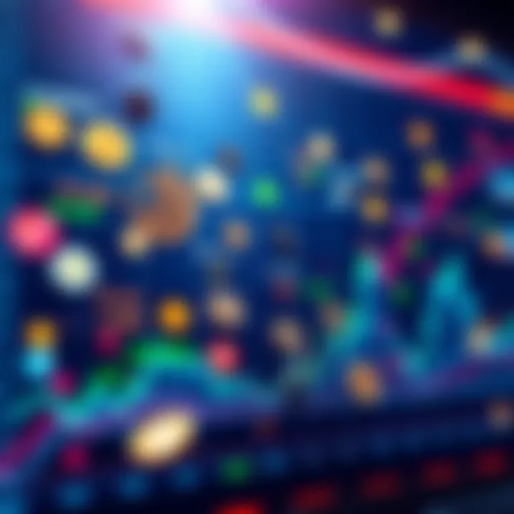 Various altcoins displayed on a digital chart showing potential growth as Bitcoin and Ethereum decline.