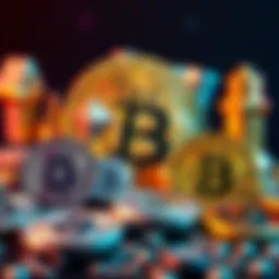 Visual representation of alternative cryptocurrencies like XRP, ADA, HBAR, XLM, and KAS with a Bitcoin logo in the background