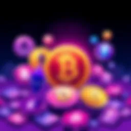 Illustration showing various cryptocurrency icons representing different swapping platforms, with an emphasis on ETH and BTC symbols.
