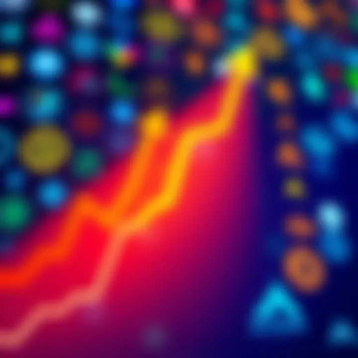 A graph showing the rise of altcoins in the market with arrows indicating upward trends, set against a backdrop of vibrant cryptocurrency logos.