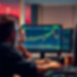 A worried group of Americans looking at a declining stock chart on a computer screen, reflecting concerns about investing in cryptocurrencies due to economic challenges.