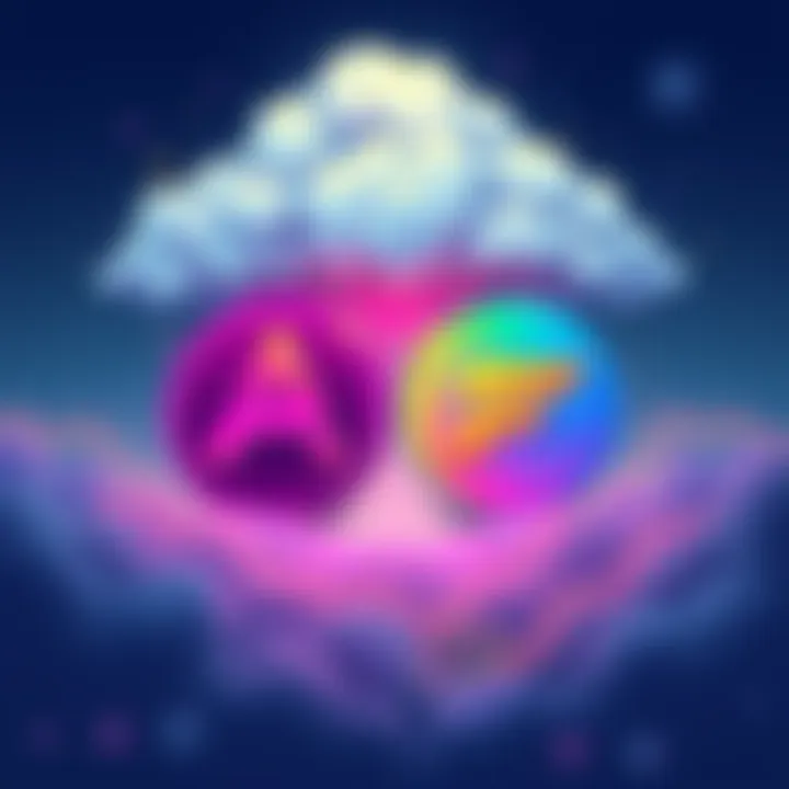 Illustration showing Amp and Flexa logos under a cloud, symbolizing challenges and concerns in the digital currency market.