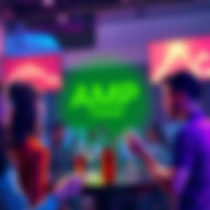 A group of people engaging in lively conversation about Amp Token, sharing insights and asking questions.