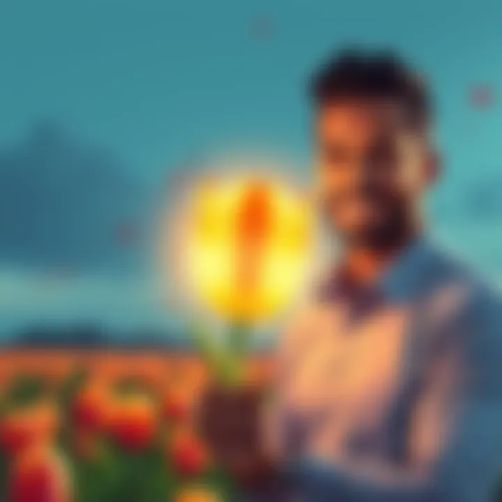 Illustration of Andre Cronje with a digital tulip symbolizing the $200 million funding and $1 billion valuation of his project.