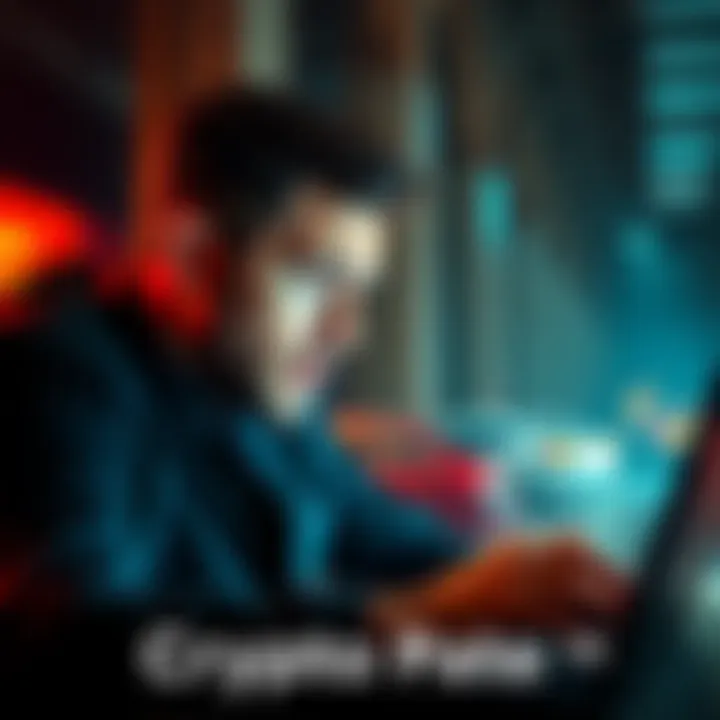 A man looking worried while checking his cryptocurrency investment losses on a laptop, representing the downfall of digital assets.