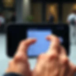 A smartphone displaying various Android versions with a user checking their settings.