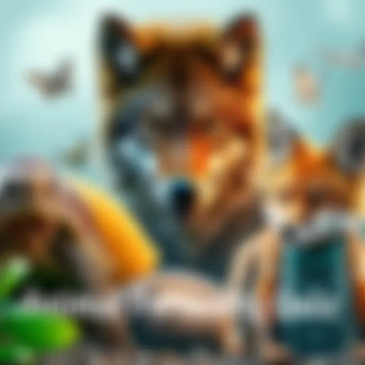 A collage of different animals representing various personalities, including a wolf, turtle, and fox, encouraging fun and reflection.