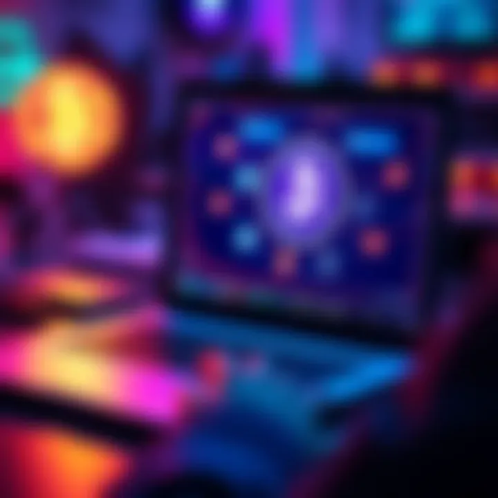 A person using a laptop with cryptocurrency symbols on the screen, indicating anonymous swap services without KYC requirements.