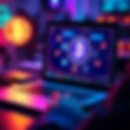 Anonymous Crypto Swap Services A person using a laptop with cryptocurrency symbols on the screen, indicating anonymous swap services without KYC requirements.