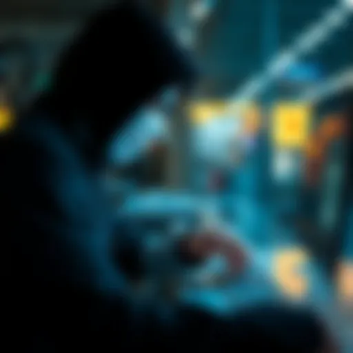 A person shopping online quietly with a computer, representing anonymity and privacy in transactions using Monero.