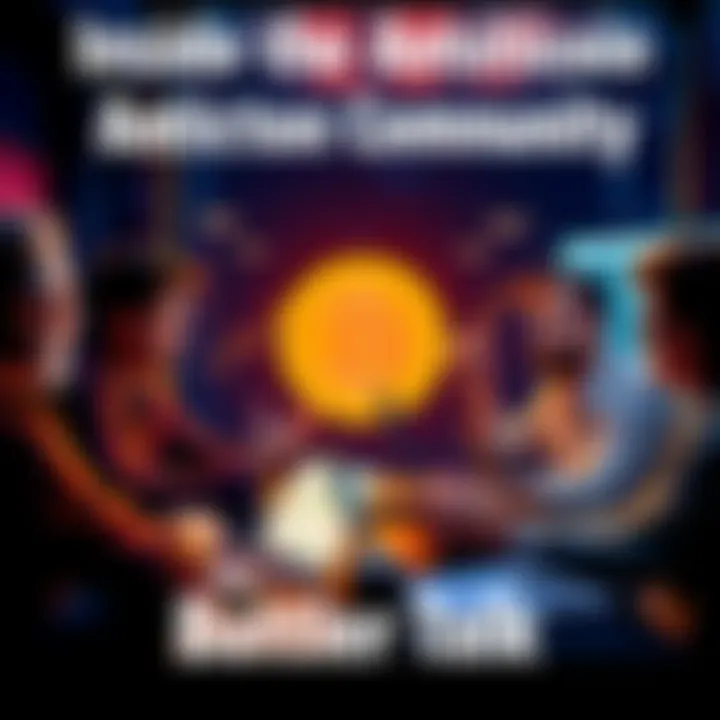 A group of people engaged in a discussion about Bitcoin, expressing criticism with laptops and charts in front of them.