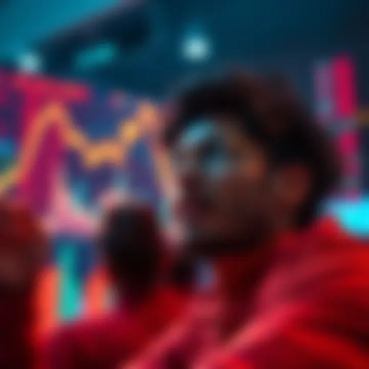 A person looking at a chart showing rising asset prices with excitement, symbolizing the anticipation for a future million-dollar mark.
