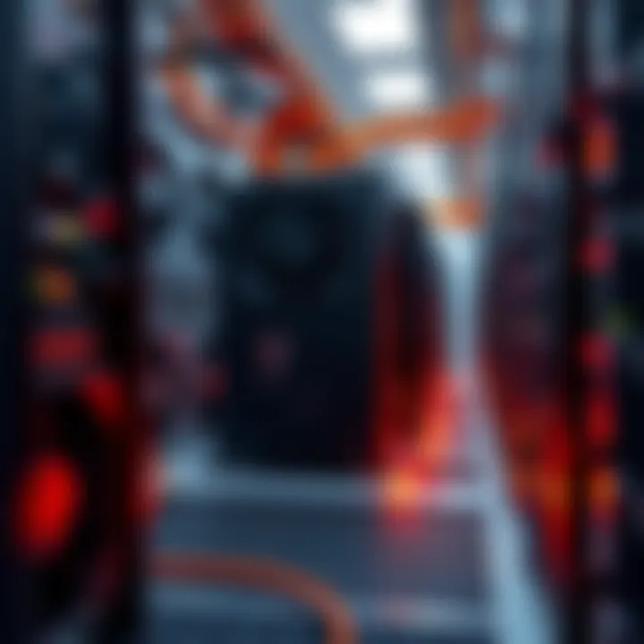 Antminer S23 Hyd 3U in a mining setup Antminer S23 Hyd 3U mining rig with cooling systems in a data center