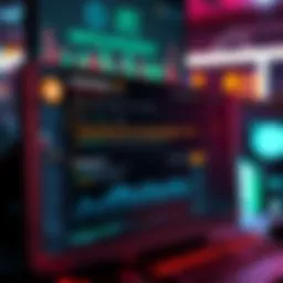 A digital screen showing a forum thread about Antminer X9 and deleted comments from user Juggernaut5234, with charts and data on RandomX v2.