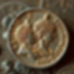 Close-up view of an Antoninianus coin featuring the profiles of Gallienus and Treb Gallus, showcasing their detailed engravings.