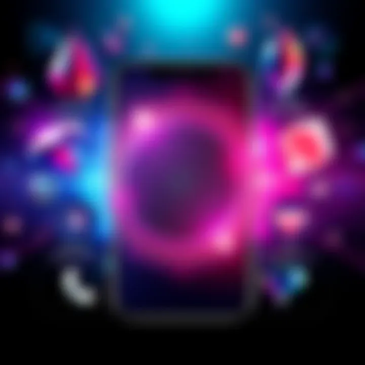 Illustration showing a user interface with a circle in a mobile app design, highlighting its position in relation to diamond-catching features.