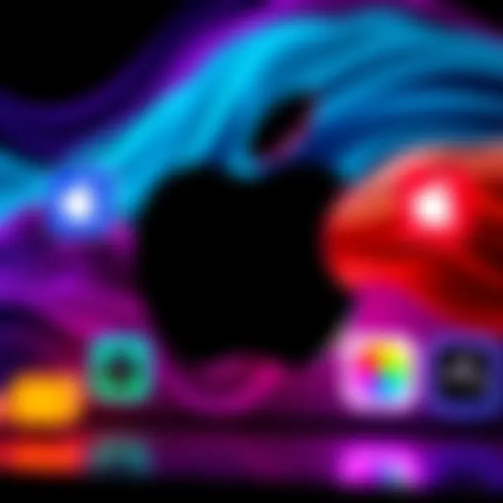 Apple logo with symbols representing iOS, macOS, watchOS, audioOS, tvOS, and visionOS updates