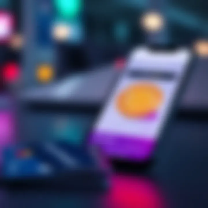 A smartphone displaying a financial app interface that rounds up payments into Bitcoin or stocks, with a payment card nearby