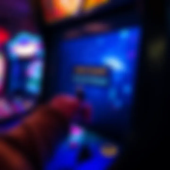 Close-up of an arcade game screen displaying a message about payout delays