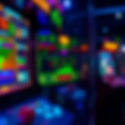 Arcade Game Screen A digital display of an arcade game featuring colorful graphics and icons that represent playtime tracking.