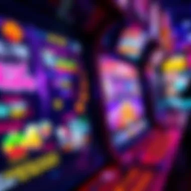 A close-up view of an arcade game screen displaying colorful graphics and game suggestions based on player purchases.