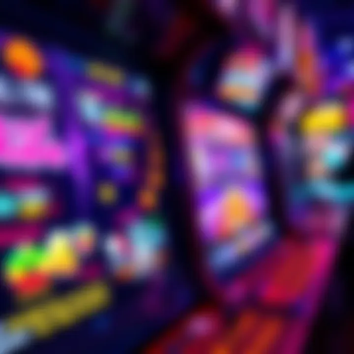 A close-up view of an arcade game screen displaying colorful graphics and game suggestions based on player purchases.