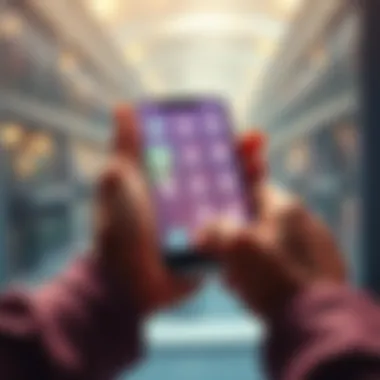 A person using a smartphone to rearrange account icons for easier access