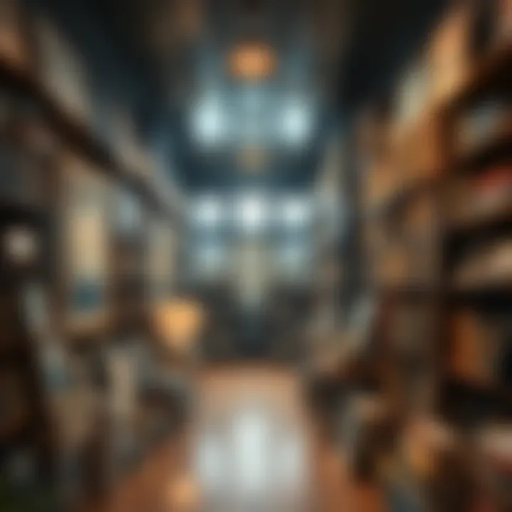 A variety of collectibles including art pieces, books, and memorabilia displayed on shelves.