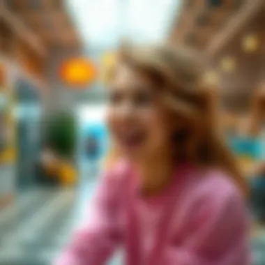A cute picture of Ashley smiling and playing in a lively setting, showcasing her charm and mischief.