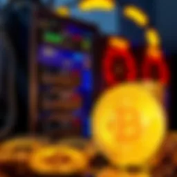 ASIC miners and Bitcoin coins A stack of ASIC mining machines beside shiny Bitcoin coins, illustrating the decision to sell miners for Bitcoin.