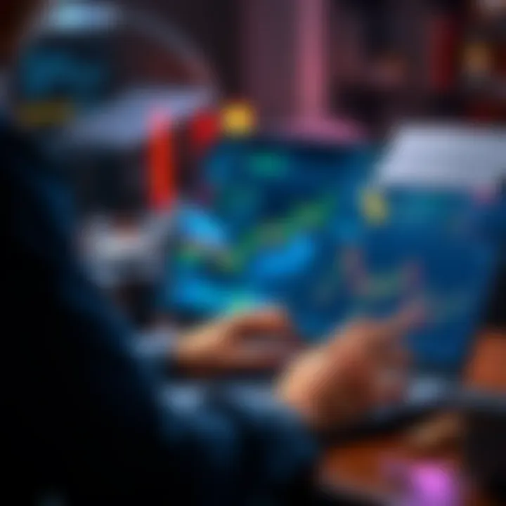 A person analyzing charts and graphs on a laptop, considering cryptocurrency investments