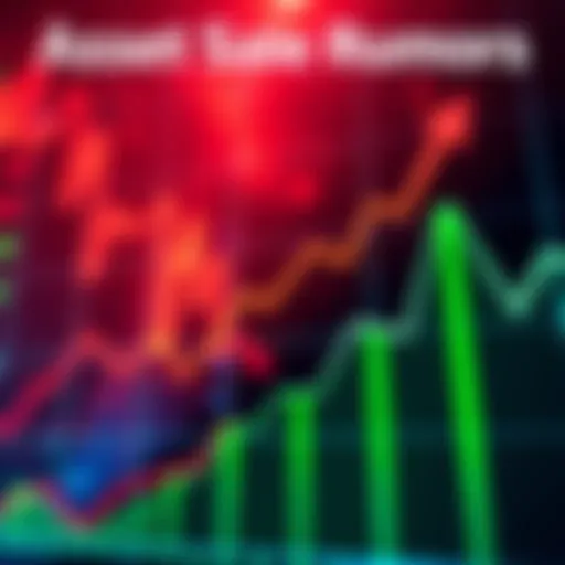 A graph showing market trends with an uncertain upward movement, symbolizing the impact of asset sale rumors.