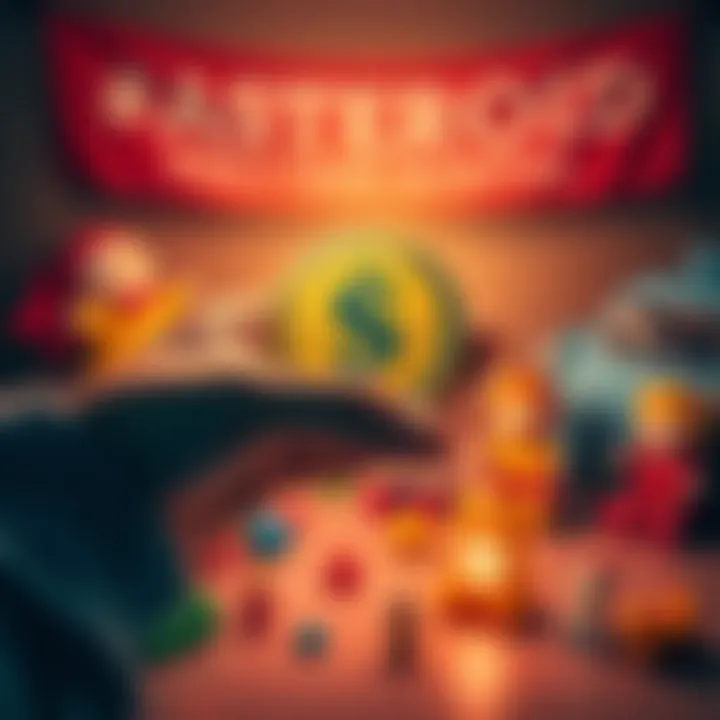 A hand holding a glowing coin with the $ASTEROID symbol, surrounded by children's toys and a St. Jude's Hospital banner, symbolizing support for kids fighting cancer.