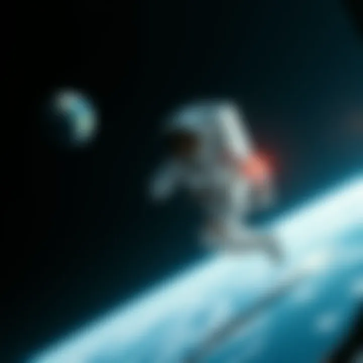 Astronaut Running in Space An astronaut in a spacesuit running toward a distant Earth from a space station, capturing the excitement of space travel.