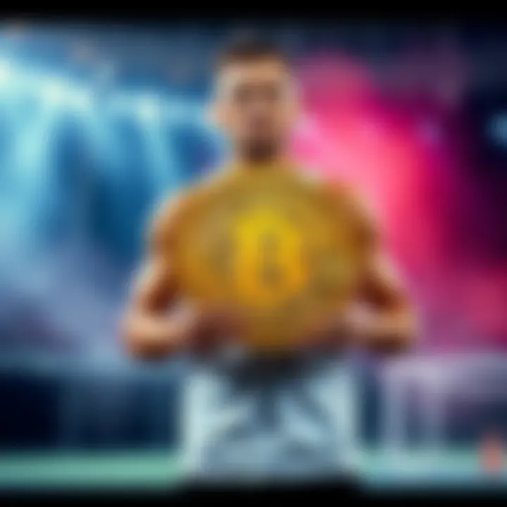 Athlete holding a Bitcoin logo An athlete stands with a Bitcoin logo while showcasing the benefits of crypto sponsorships