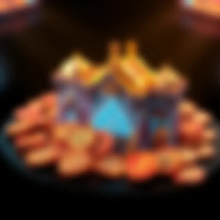 A visual representation of multiple alcaldías with Atlas Bucks tokens surrounding them, illustrating the concept of ownership and quantity.