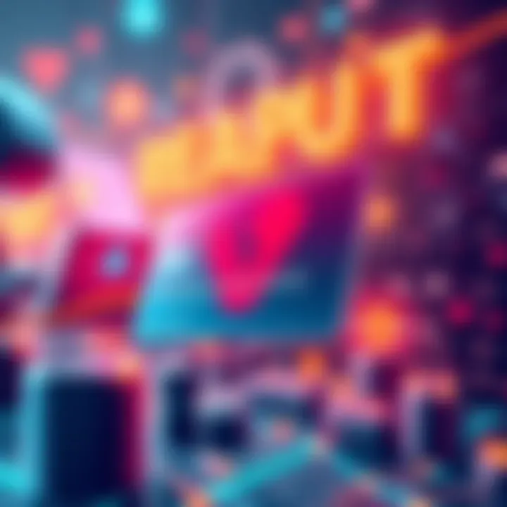 Illustration showing digital drawings and automation symbols related to Revolut cards.