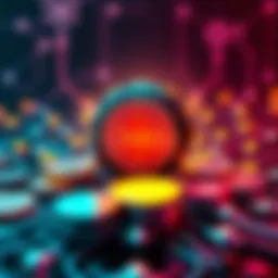 A visual representation of an Autonomous AI system managing cryptocurrency transactions, showing digital coins and AI symbols working together.